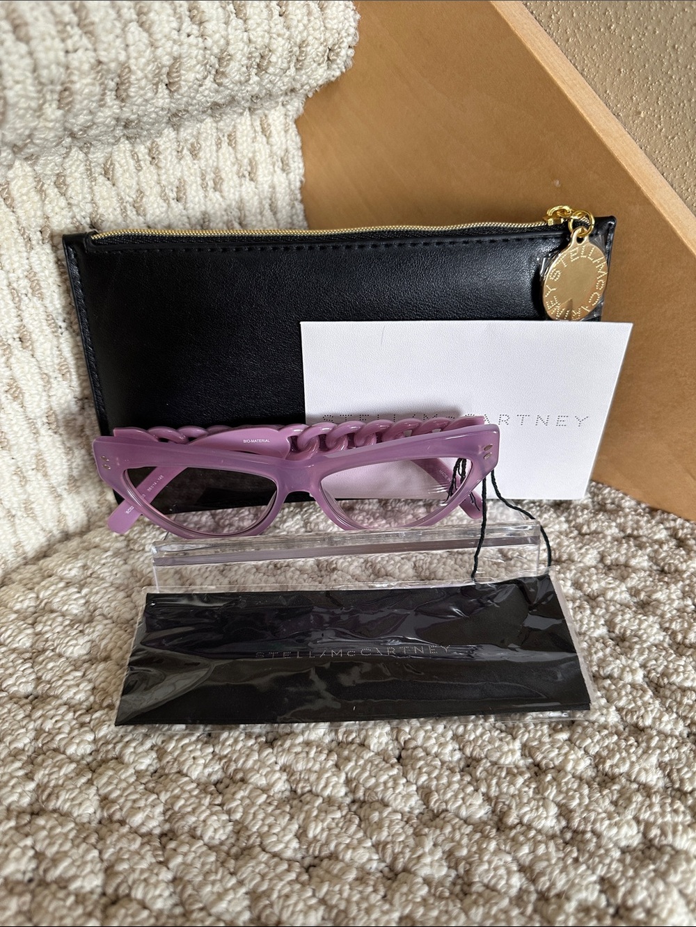 Stella McCartney Lilac Chain-Trim Cat Eye Sunglasses
